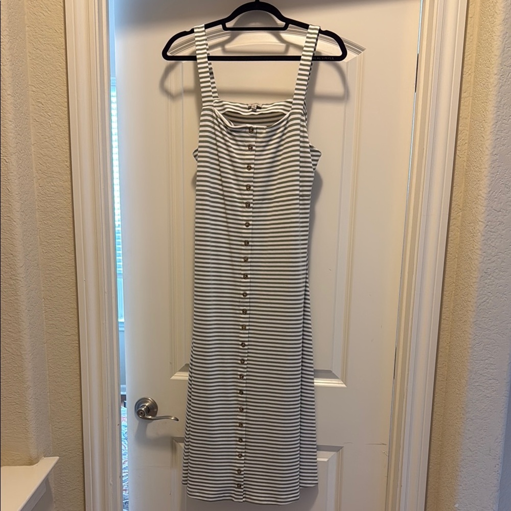 Daniel Cremieux Cream and Green Casual Midi Sundress